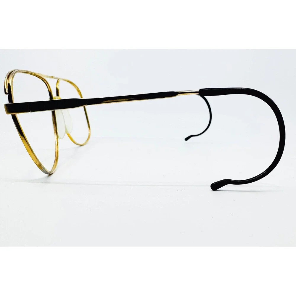 Bally Eyeglasses Men Gold Aviator Double Bridge Vintage 58-16-140
